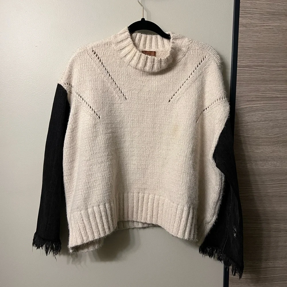 POL sweater with denim sleeves - Picture 2 of 6